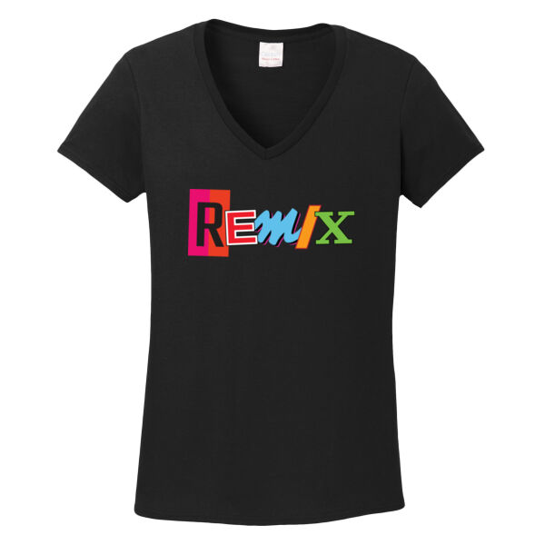Remix Basketball Softstyle Ladies Fit V-Neck T-Shirt Thumbnail